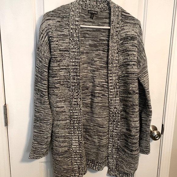 Express Black & White Marled Cardigan - Picture 1 of 4